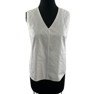 MAXMARA WEEKEND White Cotton Sleeveless V-Neckline Pullover Blouse Top Size S